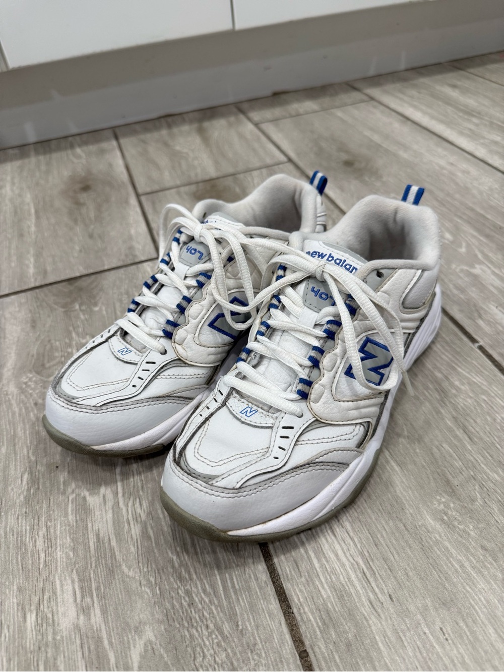 New Balance 407 V1 White Blue Chunky Sneaker WX407BL Size US 7 / EU 37.5